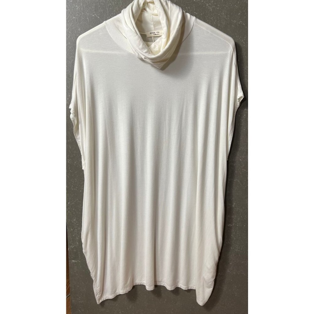 BEFORE You Collection women's off white cowl neck shirt size cap sleeve